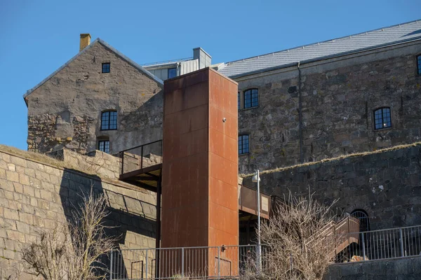Varberg Schweden April 2023 Eisenplattenaufzug Auf Einer Alten Festung Installiert — Stockfoto