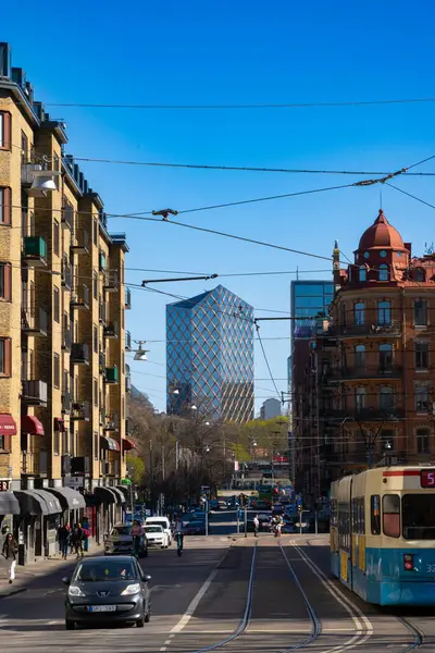 Gotemburgo Suécia Abril 2023 Kineum Arranha Céu Distância Elevando Acima — Fotografia de Stock