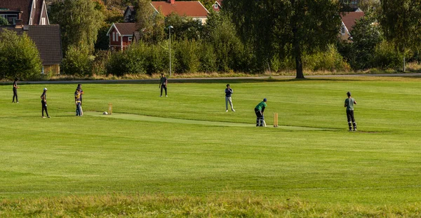 Γκέτεμποργκ Σουηδία Σεπτεμβρίου 2021 Παίζοντας Κρίκετ Στο Kviberg — Φωτογραφία Αρχείου