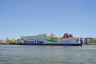 Göteborg, İsveç - 07 Mayıs 2023: Stena Scandinavica feribotu Göteborg limanında.