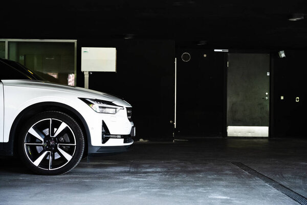 Boras Schweden Mai 2023 Ein Weißes 2023 Polestar Elektroauto Einem — Stockfoto