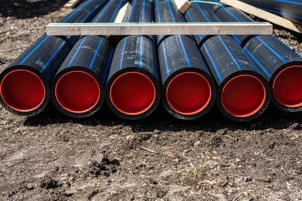 Six Large Water Pipes Stack — Stock Photo, Image