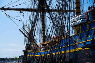 Göteborg, İsveç - 3 Haziran 2023: Göteborg limanındaki Hintli taklitçi Gotheborg.