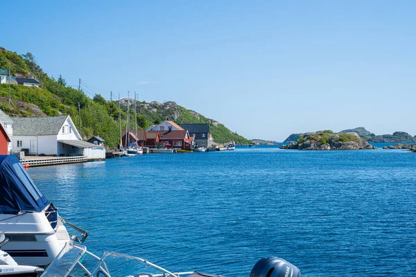 Lyngdal Norwegen Juli 2023 Traditionelle Häuser Korshavn — Stockfoto
