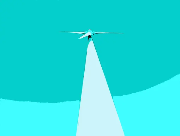 Uma Turbina Eólica Alta Branca Contra Céu Azul — Fotografia de Stock