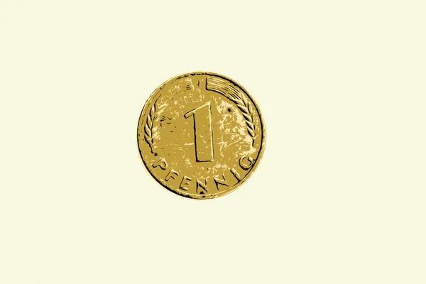 Una Moneda Alemana Pfennig Sobre Fondo Púrpura —  Fotos de Stock