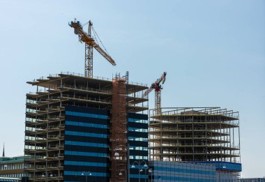 Göteborg, İsveç - 18 Nisan 2021: Masthuggskajen 'de inşaat devam ediyor.