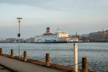Göteborg, İsveç - 18 Şubat 2019: Roro feribotu Stena Danica limanda .