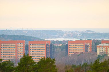 Ormanın yanındaki büyük apartmanlar..