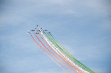 Göteborg, İsveç - 29 Ağustos 2010: Frecce Tricolori, 313 Gruppo Addestramento Acrobatico.
