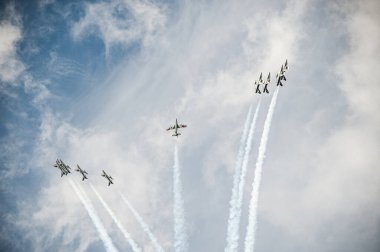 Göteborg, İsveç - 29 Ağustos 2010: Frecce Tricolori, 313 Gruppo Addestramento Acrobatico.