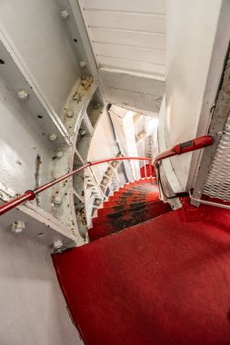 Lindesnes, Norveç - 30 Mart 2024: Lindesnes Deniz fenerinin iç merdivenleri.