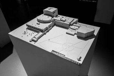 Malmö, İsveç - 09 Temmuz 2022: Malmö Operasının mimari modeli sergileniyor.