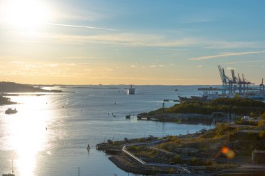 Göteborg, İsveç - 17 Ekim 2021: Gothenburg limanına gelen bir Stena Line yolcu feribotu.