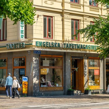 Göteborg, İsveç - 01 Temmuz 2024: Engelska Tapetmagasinet 'in dışı.