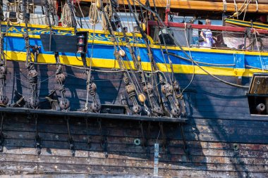 Göteborg, İsveç - Haziran 03 2023: Kopya yerli gemisi donanımı.