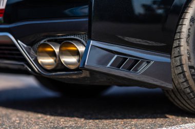 Göteborg, İsveç - Eylül 07 2024: Siyah 2020 Nissan GR-R.