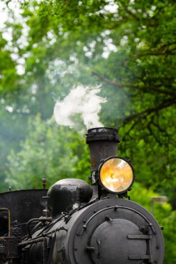 Antika müze buhar treni yaklaşıyor.