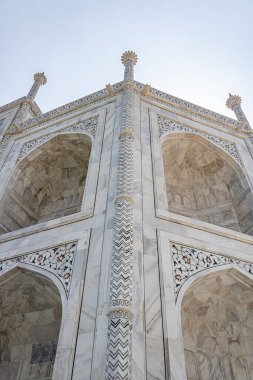 Taj Mahal, Agra Hindistan 'ın duvarında güzel bir taş tasarımı.
