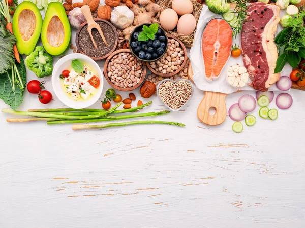 단백질 탄수화물 다이어트 건강에 식품을 선택하기 재료가 설치되어 — 스톡 사진