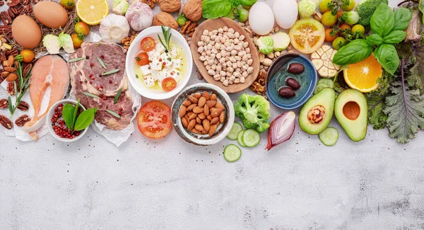 Ketogen Låg Kolhydrater Diet Koncept Ingredienser För Hälsosamma Livsmedel Val Royaltyfria Stockfoton