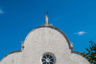 Cathedral tower in old town of Osor, island of Cres, Croatia