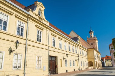 Hırvatistan 'ın eski tarihi Osijek kenti Tvrdja' daki Kutsal Üçlü Meydanı