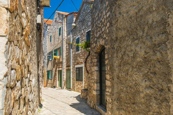 Romantische Oude Straat Het Historische Centrum Van Pakostane Dalmatië Kroatië — Stockfoto