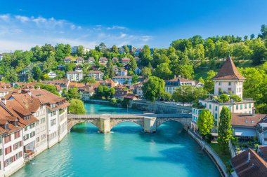 Aare Nehri, Untertorbrucke Köprüsü, Bern şehri, İsviçre