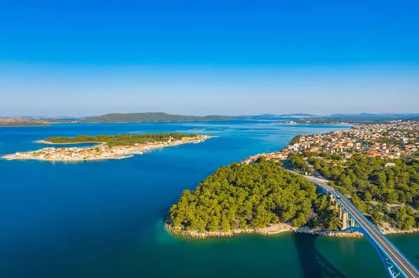 stock image Amazing Adriatic archipelago, Krapanj island and Brodarica town near Sibenik, Dalmatia, Croatia