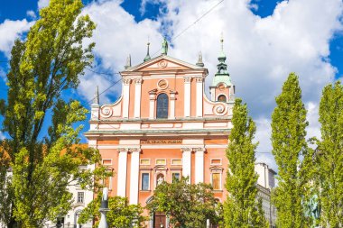 Preseren square and Franciscan Church of the Annunciation, Ljubljana clipart