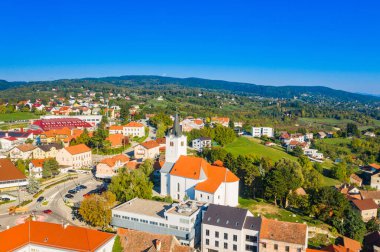 Panoramic view of center of town of Sveti Ivan Zelina, Prigorje, Croatia 
