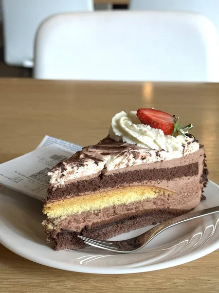 Шматочок Торта Свіжою Журавлиною Готівкою Кафетерії — стокове фото