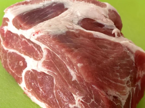 Fresh Raw Pig Neck Meat Closeup — Stock Photo, Image