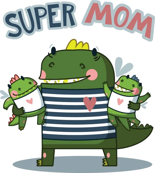 Dragón Supermamá Feliz Día Las Madres — Archivo Imágenes Vectoriales