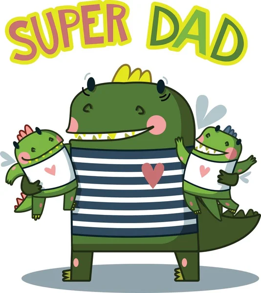 Супер Тато Дракон Щасливий День Батька — стоковий вектор