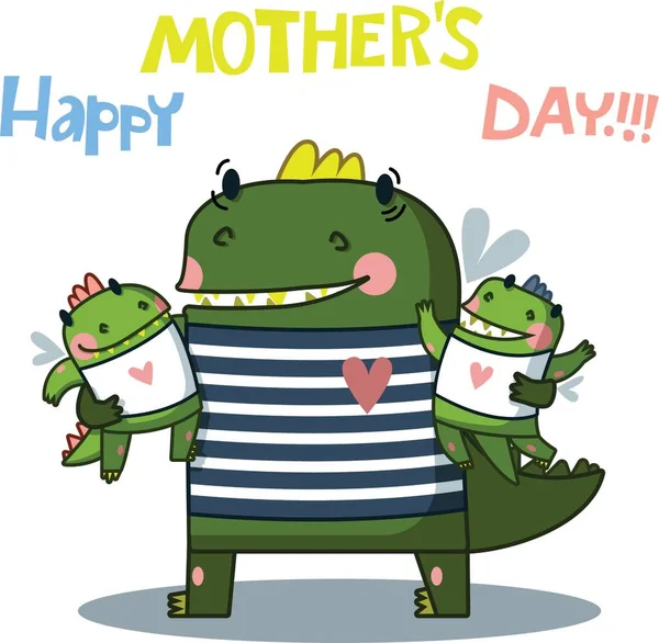 Smok Supermama Szczęśliwego Dnia Matki — Wektor stockowy
