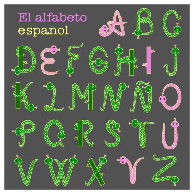 Yılanlardan yapılmış tatlı İspanyol alfabesi.