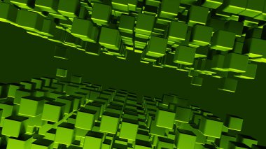 yeşil 3d küp soyut arkaplan
