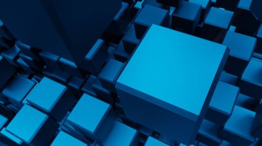 mavi 3d küp soyut tasarım duvar kağıdı