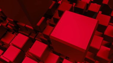 kırmızı 3d küp soyut tasarım duvar kağıdı