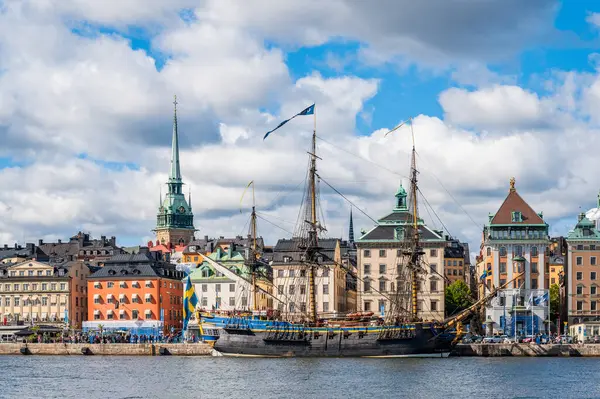 Big Sailing Ship Anchored Stockholm Sweden — Stockfoto