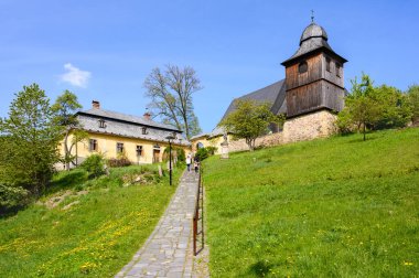 Old wooden church and rectory in Krystofovo Udoli village, close to Liberec, Czech Republic