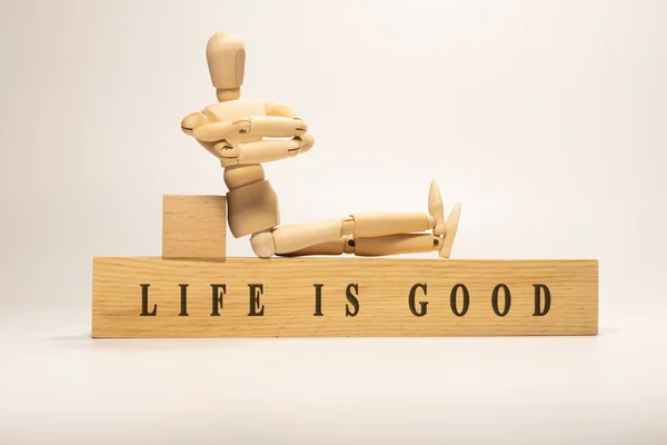 Life Good Written Wooden Surface Wooden Concept Stockbild