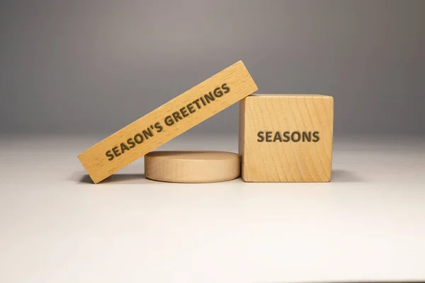 Phrase Season Greetings Written Wooden Concept Studio Shoot — Stock Photo, Image