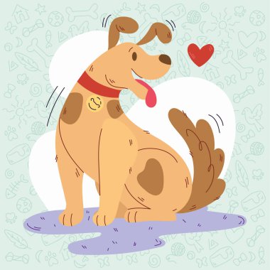 İzole edilmiş şirin köpek çizgi film karakteri Vektör illüstrasyonu