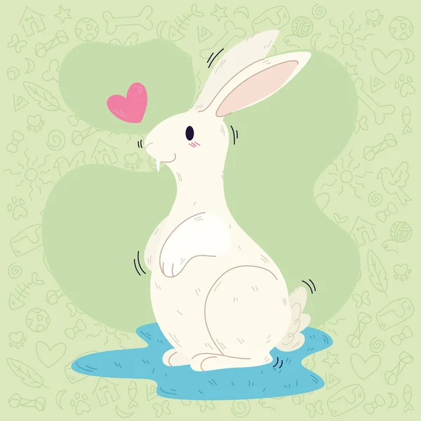 Изолированный Милый Белый Кролик Персонаж Векторная Иллюстрация — стоковый вектор