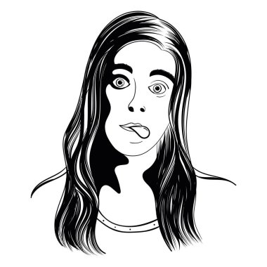 Güzel bir kadın olan Vector illüstrasyonunun izole edilmiş çizimi.