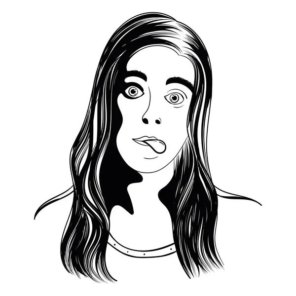 Güzel bir kadın olan Vector illüstrasyonunun izole edilmiş çizimi.