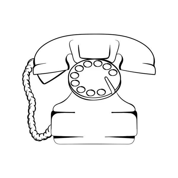 Vintage Telefon Vector Illusztráció Elszigetelt Vázlata — Stock Vector